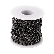 Aluminium Twisted Curb Chains, Unwelded, with Spool, Gunmetal, 10x6.5x1.8mm, 5m/roll(CHA-TA0001-03B)