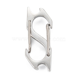 Non-Tarnish 304 Stainless Steel S-Hook Clasps, Stainless Steel Color, 28x11x5.5mm, Hole: 11X6mm(STAS-C024-07P)