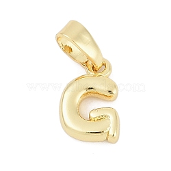 Brass Charms, Letter, Cadmium Free & Lead Free, Long-Lasting Plated, Rack Plating, Letter G, 10x6.5x2.5mm, Hole: 3x5mm(KK-G522-54G-G)