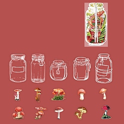 Waterproof PET Stickers Sets, Decorative Stickers, Bottle Small World Series, Mushroom, 43-53x29-45x0.1mm(STIC-Q005-02D)