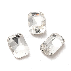 Glass Rhinestone Cabochons, Point Back & Back Plated, Faceted, Rectangle, Crystal, 6x4x2mm(RGLA-P037-04A-001)