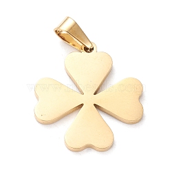 304 Stainless Steel Pendants, Laser Cut, Clover, Golden, 19.5x17.5x1mm, Hole: 5x3mm(STAS-J026-45G)