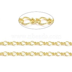 Rack Plating Brass Figaro Chains, Soldered, with Spool, Lead Free & Cadmium Free, Real 18K Gold Plated, Link: 6.5x4x0.8mm and 5.5x3x2mm(CHC-F016-06G)