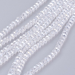 Electroplate Glass Beads Strands, AB Color Plated, Faceted, Flat Round, Clear AB, 3x2mm, Hole: 0.5mm, about 165~170pcs/strand, 16.7 inch(X-EGLA-R048-2mm-01)