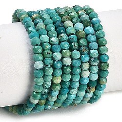 Natural Turquoise Dyed Beads Strands, Rondelle, Faceted, 3x2mm, Hole: 0.8mm, about 176pcs/strand, 15.35''(39cm)(G-H070-A02-01)