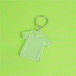 Acrylic Photo Frame Keychain, with Iron Split Key Rings, Cloth, Clear, 5.6x5.5cm(ZXFQ-PW0001-037L)