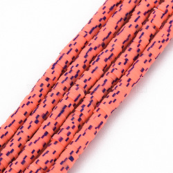 Handmade Polymer Clay Bead Strands, Heishi Beads, for DIY Jewelry Crafts Supplies, Disc/Flat Round, Salmon, 4x0.5~1mm, Hole: 0.9mm, about 320~450pcs/strand, 15.35 inch~16.92 inch(39~43cm)(CLAY-S094-4mm-A07)