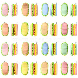 40Pcs 8 Colors Resin Pendants, with Silver Alloy Eye Pin, Hamburger, Mixed Color, 27x15x15mm, 5pcs/color(RESI-CJ0004-50)