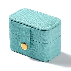 Rectangle PU Leather Jewelry Ring Storage Boxes, Travel Portable 4 Ring Cases, Turquoise, 3.8x6.4x4.75cm(CON-K002-06C)