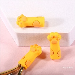 Cute Cat Paw Print Silicone Nail Art Cuticle Nipper Protective Cover, for Scissors and Tweezers, Gold, 3.4x1.7cm(PW-WG48554-02)