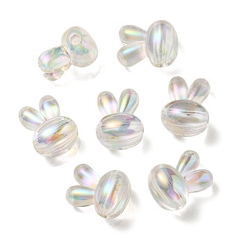 UV Plating Rainbow Iridescent Acrylic Beads, Two Tone Bead in Bead, Rabbit Head, Clear AB, 20x15x13mm, Hole: 3mm