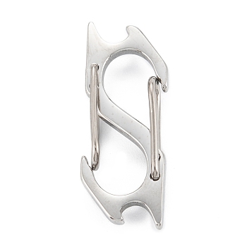 304 Stainless Steel S-Hook Clasps, Stainless Steel Color, 28x11x5.5mm, Hole: 11X6mm