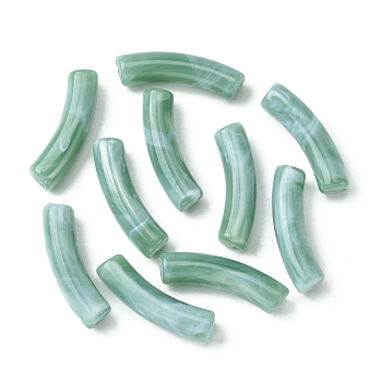 Two Tone Acrylic Beads, Imitation Gemstone, Curved Tube, Dark Sea Green, 31x9.5x7.5mm, Hole: 1.8mm