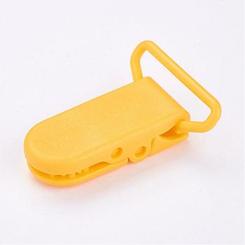 Eco-Friendly Plastic Baby Pacifier Holder Clip, Gold, 43x31x9mm