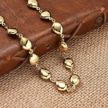 304 Stainless Steel Link Chain Necklaces, Ion Plating(IP), Golden, Teardrop, 17.72 inch(45cm)