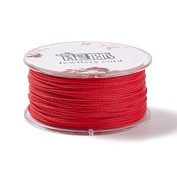 Round Waxed Polyester Cord, Twisted Cord, Red, 1mm, about 49.21 Yards(45m)/Roll