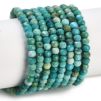 Natural Turquoise Dyed Beads Strands, Rondelle, Faceted, 3x2mm, Hole: 0.8mm, about 176pcs/strand, 15.35''(39cm)