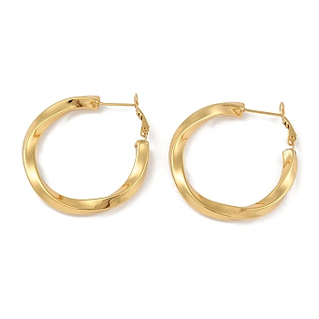 Ion Plating(IP) 201 Stainless Steel Twist Hoop Earrings, with 304 Stainless Steel Pin, Golden, 39.5x5.5mm