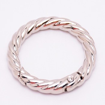 Zinc Alloy Spring Gate Rings, O Rings, Platinum, 35x5mm, Inner Diameter: 25mm
