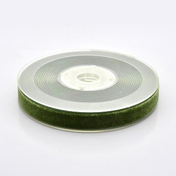 Polyester Velvet Ribbon for Gift Packing and Festival Decoration, Olive, 1/2 inch(13mm), about 25yards/roll(22.86m/roll)