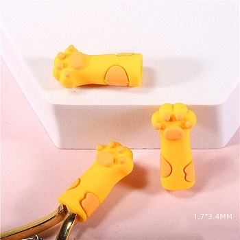 Cute Cat Paw Print Silicone Nail Art Cuticle Nipper Protective Cover, for Scissors and Tweezers, Gold, 3.4x1.7cm