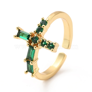 Green Brass+Rhinestone Finger Rings