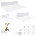 3 Sets 3 Styles Carbon Steel Wall Mounted Storage Stands for Mini Plant, Minifigures, Projector, Punch-Free, Rectangle, White, 14.5~20.5x12.1~30x61~6.15cm, 1 set/style(ODIS-GL0001-12A)