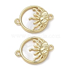 Brass & Natural White Shell Connector Charms, Sun Links, Long-Lasting Plated, Rack Plating, Lead Free & Cadmium Free, Real 18K Gold Plated, 15x21x4mm, Hole: 1.6mm(KK-CBA56EF-18G)