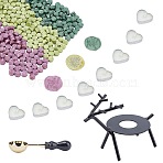 DIY Wax Seal Stamp Kits, Including Iron Wax Furnace, Brass Spoon, Sealing Wax Particles, Paraffin Candles, Mixed Color, Sealing Wax Particles: 0.9x0.9cm, 3 colors, about 170pcs/color, 510pcs/set(DIY-CP0003-96B)