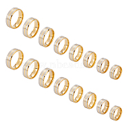 Unicraftale 16Pcs 8 Size Two Tone 201 Stainless Steel Grooved Finger Rings Set for Women, Golden & Silver, Inner Diameter: 16.4~22.1mm, 2Pcs/size(RJEW-UN0002-81)