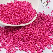Baking Paint Glass Seed Beads, Cylinder, Deep Pink, 2x1.5mm, Hole: 1mm, about 50398pcs/pound(SEED-S042-05B-68)