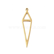 304 Stainless Steel Pendants, Laser Cut, Triangle Charm, Golden, 32x7.5x0.9mm, Hole: 1.2mm(STAS-R226-02G)