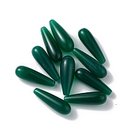 Natural Green Onyx Agate Beads, No Hole/Undrilled, Dyed & Heated, Teardrop, Dark Green, 22x7mm(G-F741-02D-01)
