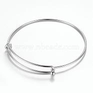 Adjustable 304 Stainless Steel Expandable Bangle Making, Stainless Steel Color, 2-3/8 inch(61mm)(BJEW-G515-03P)