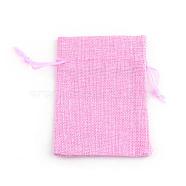 Polyester Imitation Burlap Packing Pouches Drawstring Bags, for Christmas, Wedding Party and DIY Craft Packing, Pearl Pink, 18x13cm(ABAG-R005-18x13-19)