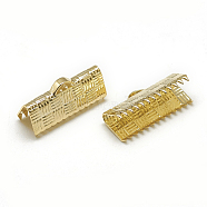 Brass Ribbon Crimp Ends, Rectangle, Real 18K Gold Plated, 8x16mm, Hole: 1x3mm(KK-T032-149G)
