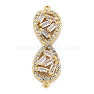 Rack Plating Brass Clear Cubic Zirconia Infinity Connector Charms, Long-Lasting Plated,Lead Free & Cadmium Free, Real 18K Gold Plated, 26.5x8.5x4mm, Hole: 0.8mm(KK-A234-036G-01)