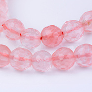 Cherry Quartz Glass Beads Strands, Round, Faceted, 6~6.5mm, Hole: 1mm, about 63pcs/strand, 15.5 inch(X-G-Q462-6mm-41)