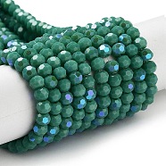 Opaque Glass Beads Strands, Faceted, Round, Medium Aquamarine, 4mm, Hole: 0.8mm, about 87~93pcs/strand, 32~33cm(EGLA-A035-P4mm-L13)