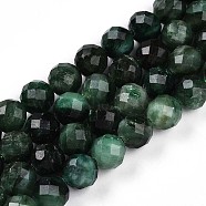 Natural Fuchsite Beads Strands, Round with Faceted, 7.5~8mm, Hole: 1mm, about 23~26pcs/strand, 7.36~7.72''(18.7~19.6cm)(G-S345-8mm-33)