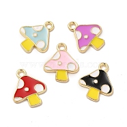 Alloy Enamel Pendants, Mushroom Charms, Mixed Color, Golden, 16x13.5x1.5mm, Hole: 1.8mm(ENAM-M053-07G)