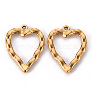 304 Stainless Steel Open Back Bezel Pendants, For DIY UV Resin, Epoxy Resin, Pressed Flower Jewelry, Heart, Golden, 26.5x20.5x3mm, Hole: 1.6mm(STAS-T052-22G)