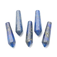Natural Lapis Lazuli Pointed Beads, Healing Stones, Reiki Energy Balancing Meditation Therapy Wand, Bullet, Undrilled/No Hole Beads, Faceted, for Wire Wrapped Pendants Making, 29~33x7.5~8.5mm(G-E490-C22)