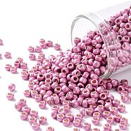 TOHO Round Seed Beads, Japanese Seed Beads, (PF553F) PermaFinish Pink Rose Metallic Matte, 8/0, 3mm, Hole: 1mm, about 1110pcs/50g(SEED-XTR08-PF0553F)