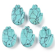 Natural Turquoise Pendants, Hansa Hands, 26~27x18.5~19x6~6.5mm, Hole: 1.5mm(G-K359-03K)