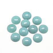 Natural White Jade Cabochons, Dyed, Half Round/Dome, Aqua, 12x5mm(G-R416-12mm-07)