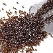 TOHO Round Seed Beads, Japanese Seed Beads, (114) Transparent Luster Smoky Topaz, 15/0, 1.5mm, Hole: 0.7mm, about 15000pcs/50g(SEED-XTR15-0114)