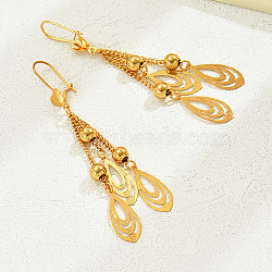 Elegant Gold Plated Leaf Earrings with Tassels for Women, Teardrop(BW9011)