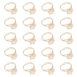 CHGCRAFT 20Pcs Adjustable Brass Finger Ring Findings, Flower Filigree Ring Settings, Golden, US Size 6 3/4(17.1mm), Tray: 13x12mm(DIY-CA0005-62)