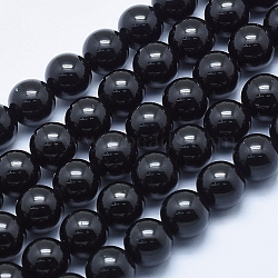 Natural Black Tourmaline Beads Strands, Round, 8mm, Hole: 1mm, about 48pcs/strand, 15.7 inch(40cm)(G-E444-27-8mm)